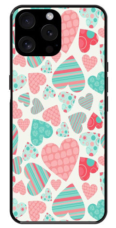 Hearts Pattern Metal Mobile Case for iPhone 15 Pro