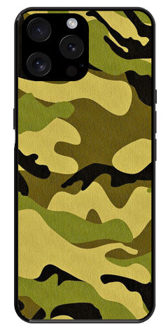Army Pattern Metal Mobile Case for iPhone 15 Pro Max