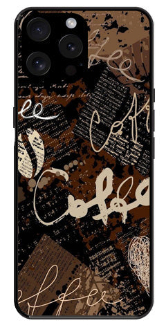 Coffee Pattern Metal Mobile Case for iPhone 15 Pro Max