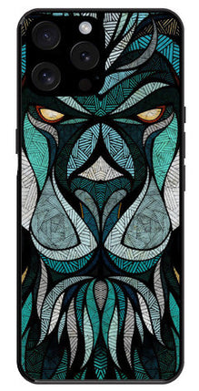 Lion Pattern Metal Mobile Case for iPhone 15 Pro
