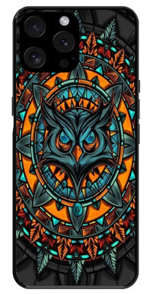 Owl Pattern Metal Mobile Case for iPhone 15 Pro