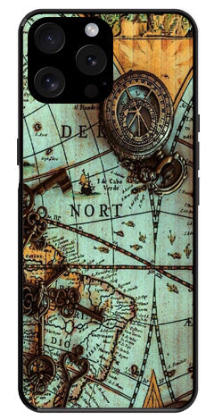 Map Design Metal Mobile Case for iPhone 15 Pro