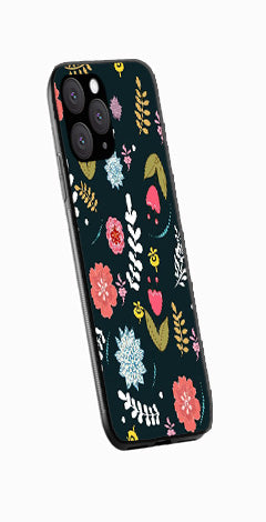 Floral Pattern2 Metal Mobile Case for iPhone 15 Pro Max  (Design No -12)