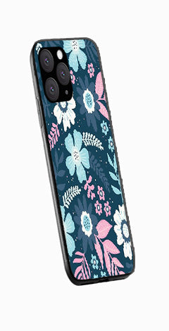 Flower Leaves Design Metal Mobile Case for iPhone 15 Pro Max  (Design No -50)