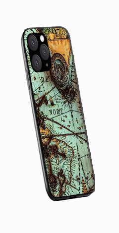 Map Design Metal Mobile Case for iPhone 15 Pro Max  (Design No -54)