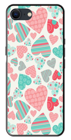 Hearts Pattern Metal Mobile Case for iPhone SE 2020