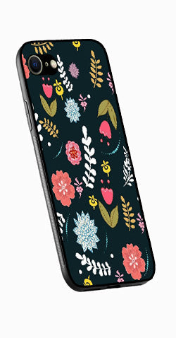 Floral Pattern2 Metal Mobile Case for iPhone SE 2020  (Design No -12)
