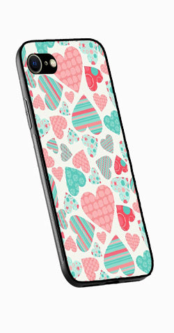 Hearts Pattern Metal Mobile Case for iPhone SE 2020  (Design No -22)