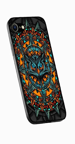 Owl Pattern Metal Mobile Case for iPhone SE 2020  (Design No -42)
