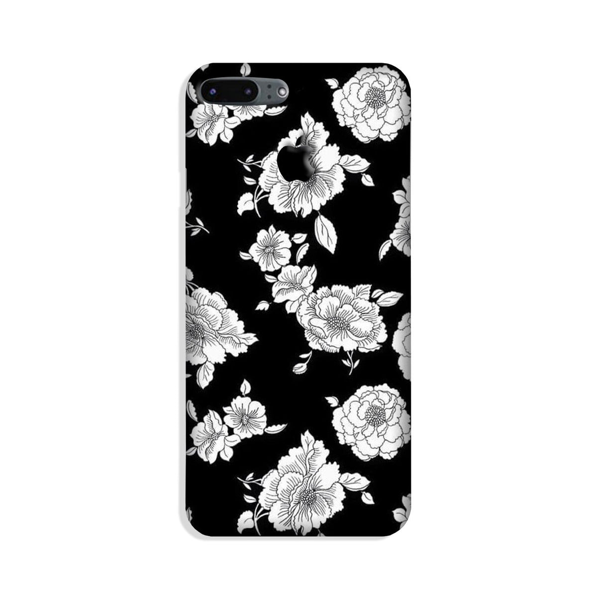 White flowers Black Background Case for iP7_7slogo