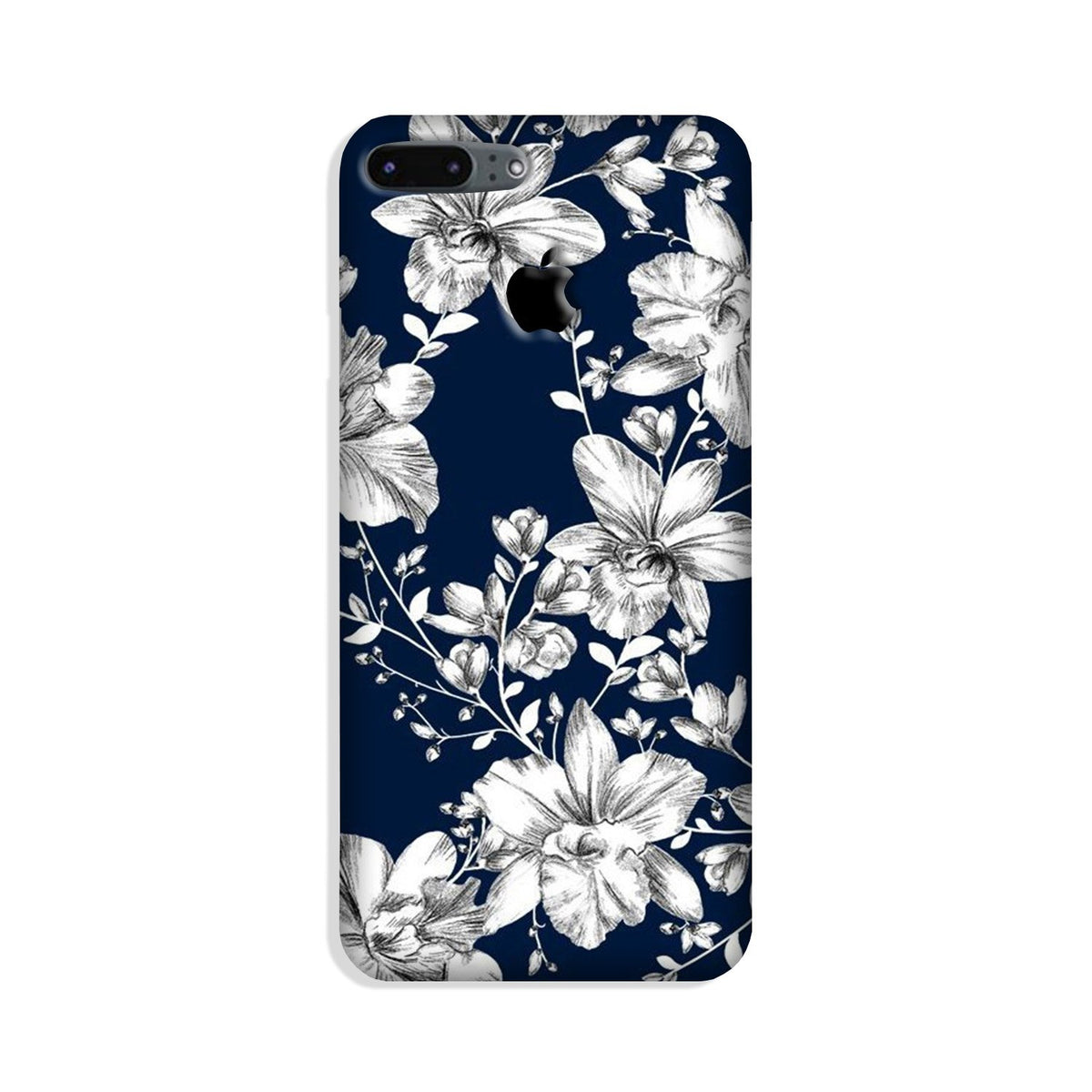 White flowers Blue Background Case for iP7_7slogo