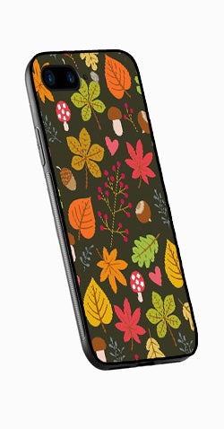 Leaves Design Metal Mobile Case for iPhone 8 Plus  (Design No -51)