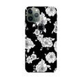 White flowers Black Background Case for iPhone 11 Pro Max logo cut