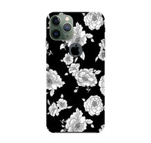 White flowers Black Background Mobile Back Case for iPhone 11 Pro Max logo cut (Design - 9)