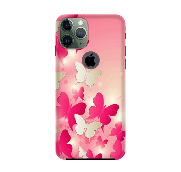 White Pick Butterflies Case for iPhone 11 Pro Max logo cut