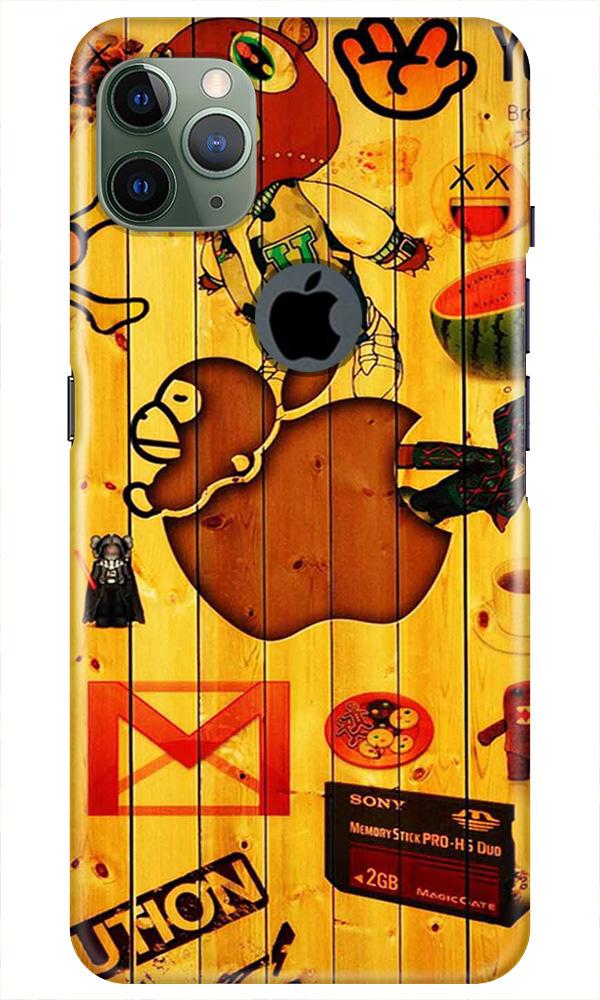 Wooden Texture Mobile Back Case for iPhone 11 Pro Max Logo Cut (Design - 367)