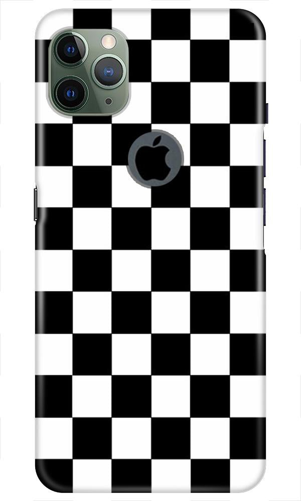 Black White Boxes Mobile Back Case for iPhone 11 Pro Max Logo Cut (Design - 372)