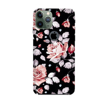 Pink rose Mobile Back Case for iPhone 11 Pro logo cut (Design - 12)