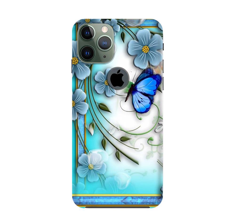 Blue Butterfly Case for iPhone 11 Pro logo cut