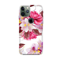 Beautiful flowers Mobile Back Case for iPhone 11 Pro logo cut (Design - 23)