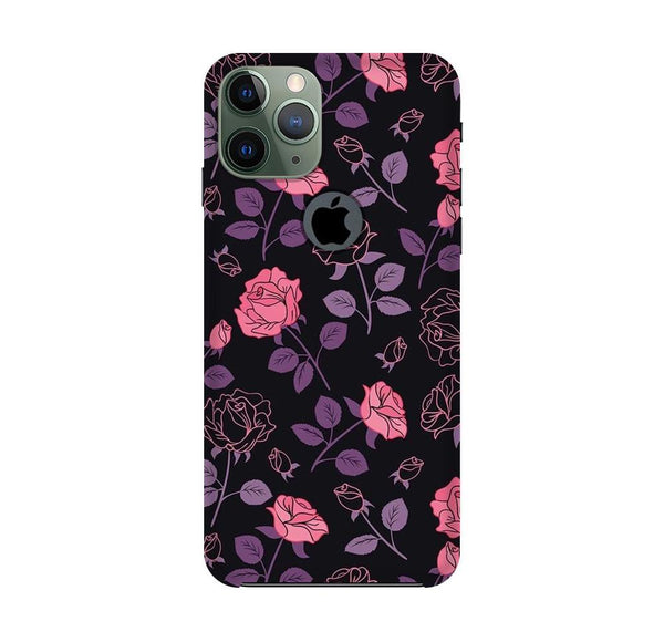 Rose Black Background Case for iPhone 11 Pro logo cut