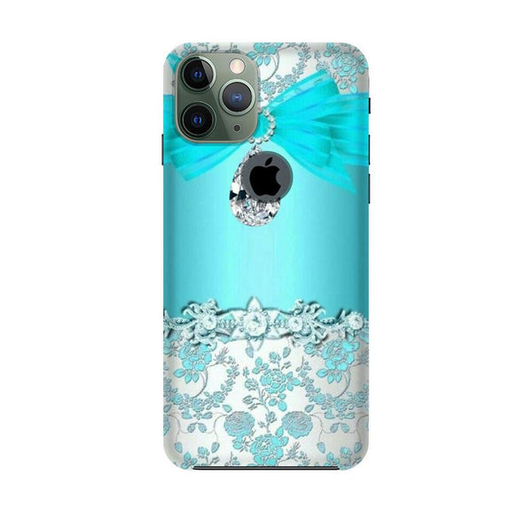 Shinny Blue Background Case for iPhone 11 Pro logo cut