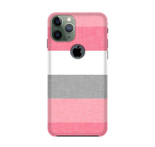 Pink white pattern Mobile Back Case for iPhone 11 Pro logo cut (Design - 55)
