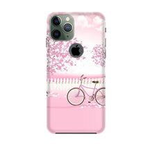 Pink Flowers Cycle Mobile Back Case for iPhone 11 Pro logo cut  (Design - 102)
