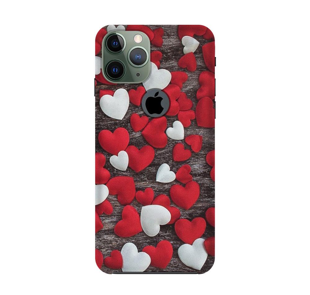 Red White Hearts Case for iPhone 11 Pro logo cut  (Design - 105)