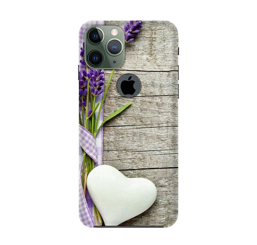 White Heart Case for iPhone 11 Pro logo cut (Design No. 298)