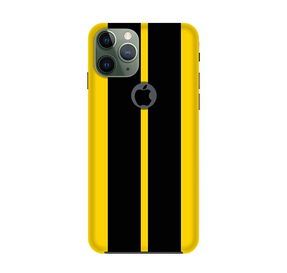 Black Yellow Pattern Mobile Back Case for iPhone 11 Pro Logo Cut  (Design - 377)