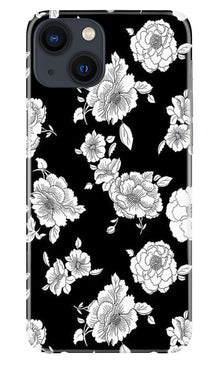 White flowers Black Background Mobile Back Case for iPhone 13 (Design - 9)