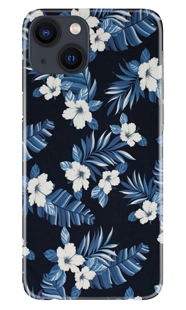 White flowers Blue Background2 Case for iPhone 13 Mini