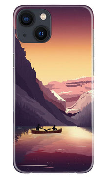 Mountains Boat Mobile Back Case for iPhone 13 Mini (Design - 181)