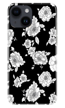 White flowers Black Background Mobile Back Case for iPhone 14 (Design - 9)