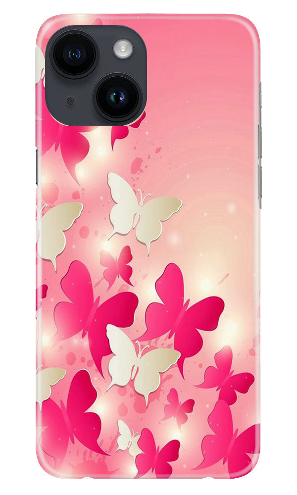 White Pick Butterflies Case for iPhone 14