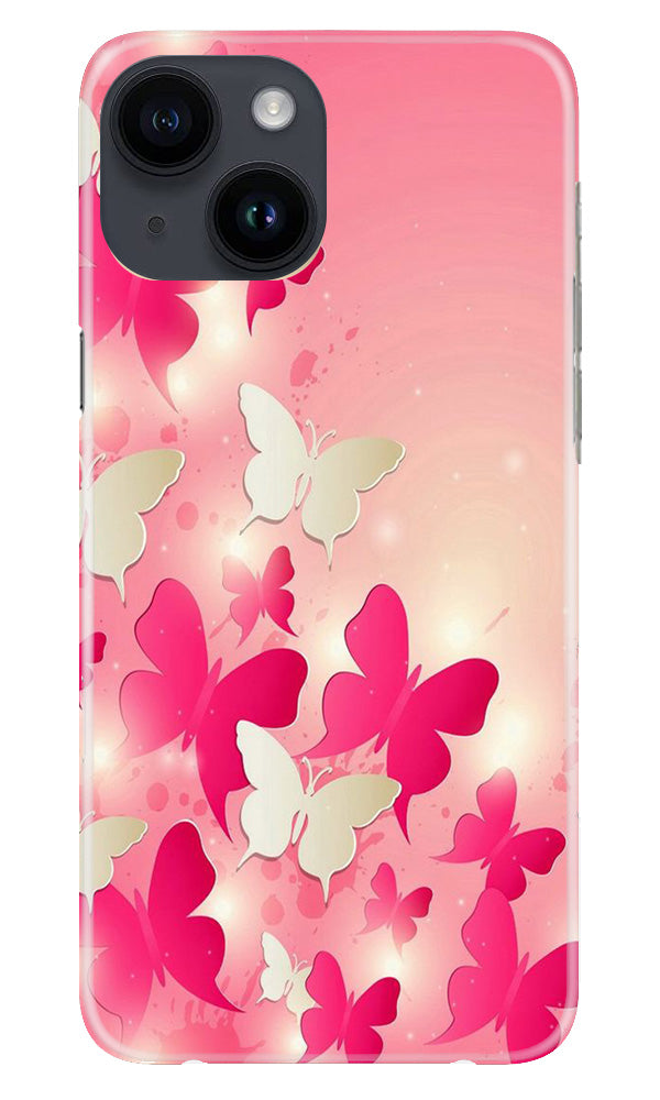 White Pick Butterflies Case for iPhone 14