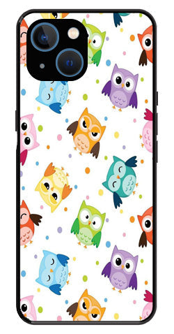 Owls Pattern Metal Mobile Case for iPhone 14 Plus
