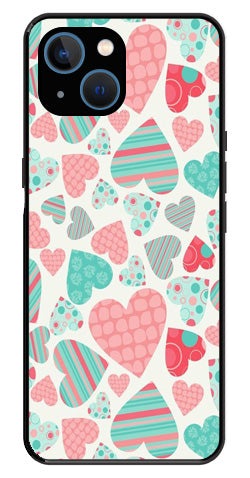 Hearts Pattern Metal Mobile Case for iPhone 13