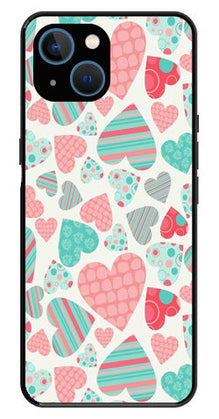 Hearts Pattern Metal Mobile Case for iPhone 14