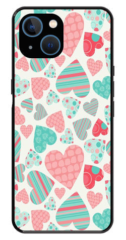 Hearts Pattern Metal Mobile Case for iPhone 14
