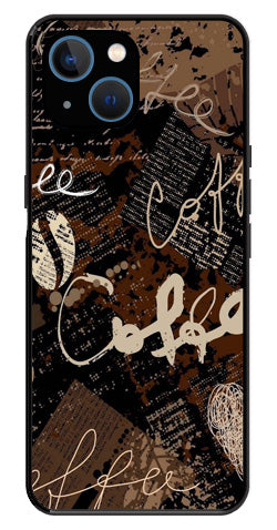 Coffee Pattern Metal Mobile Case for iPhone 14