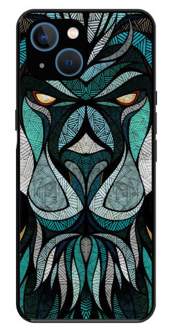 Lion Pattern Metal Mobile Case for iPhone 14 Plus