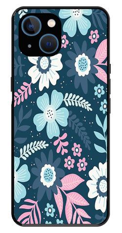 Flower Leaves Design Metal Mobile Case for iPhone 13 Mini