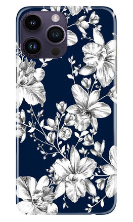 White flowers Blue Background Case for iPhone 14 Pro Max