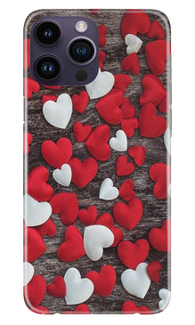 Red White Hearts Mobile Back Case for iPhone 14 Pro Max  (Design - 105)