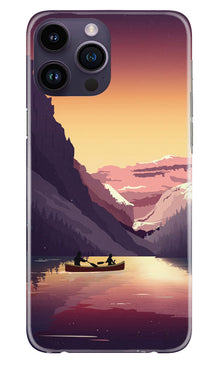 Mountains Boat Mobile Back Case for iPhone 14 Pro Max (Design - 150)