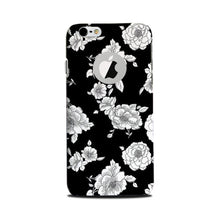 White flowers Black Background Mobile Back Case for iPhone 6 / 6s logo cut  (Design - 9)