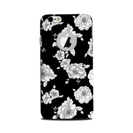 White flowers Black Background Case for iPhone 6 / 6s logo cut 
