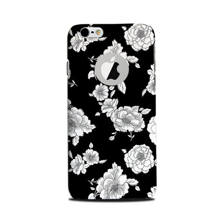 White flowers Black Background Case for iPhone 6 / 6s logo cut 